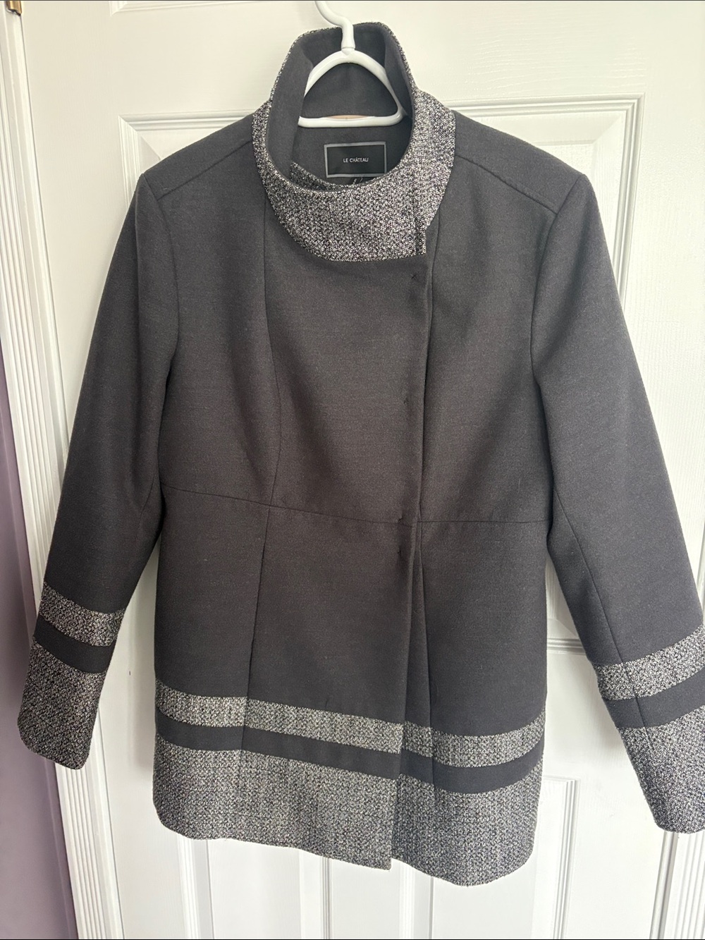 le chateau Black & Gray Wool-Blend Pea Coat